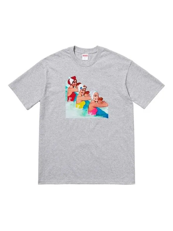 Футболка ss18 swimmers tee heather grey cartoon printing short sleeve gray Supreme — изображение 1 из 1, серый