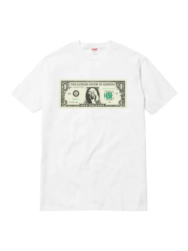 Футболка fw17 dollar tee white printing short sleeve Supreme — изображение 1 из 1, белый