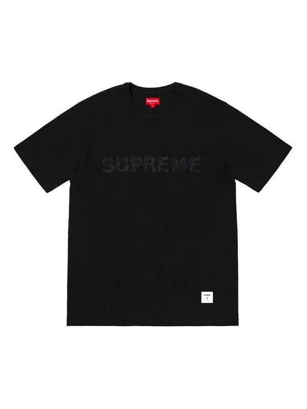 Футболка ss19 shatter tee black large logo embroidered short sleeve Supreme — изображение 1 из 1, черный