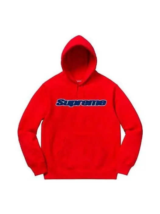 Толстовка chenille hooded sweatshirt 'red navy' Supreme — изображение 1 из 1, красный/темно-синий