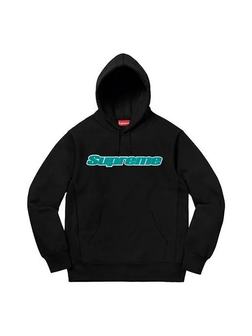 Толстовка ss19 chenille hooded sweatshirt black Supreme — изображение 1 из 1, черный