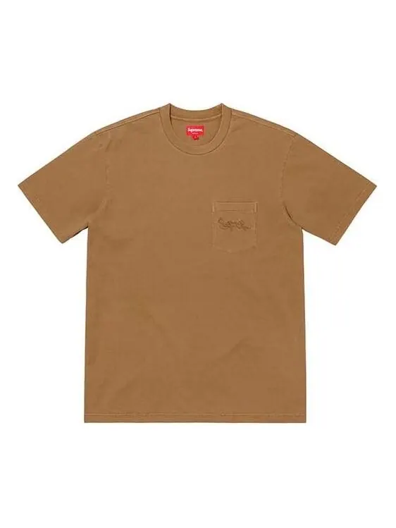 Футболка ss19 overdyed pocket tee short sleeve brown Supreme — изображение 1 из 1, коричневый