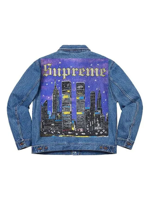 Куртка ss19 new york painted trucker jacket Supreme — изображение 1 из 3, синий