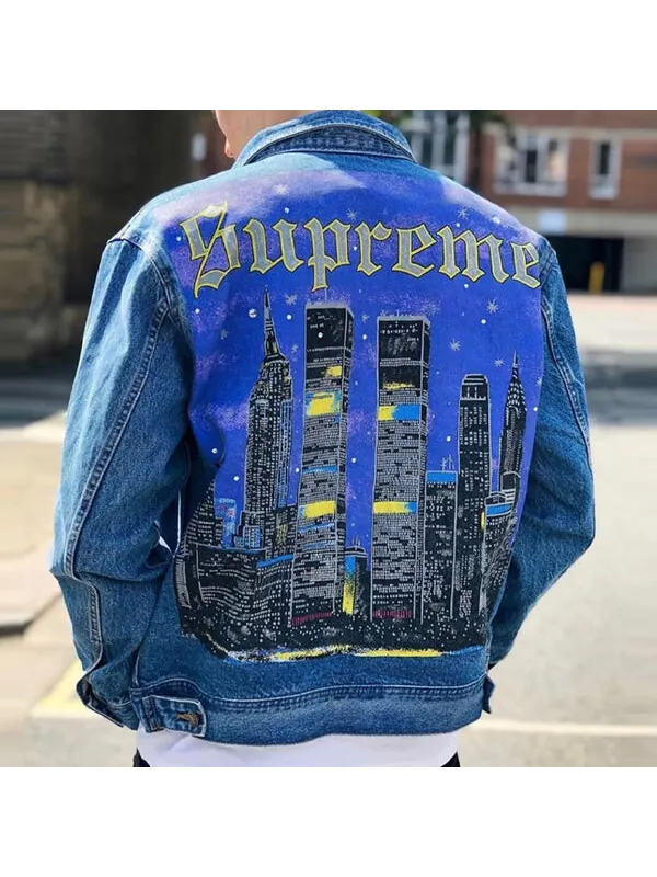 Куртка ss19 new york painted trucker jacket Supreme — изображение 3 из 3, синий