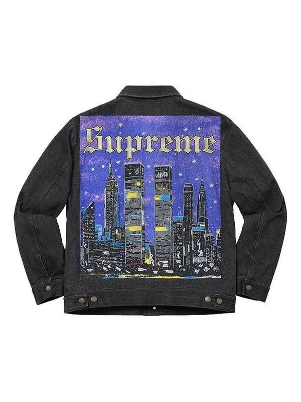 Куртка york painted trucker jacket 'black purple' Supreme — изображение 2 из 2, черный/фиолетовый