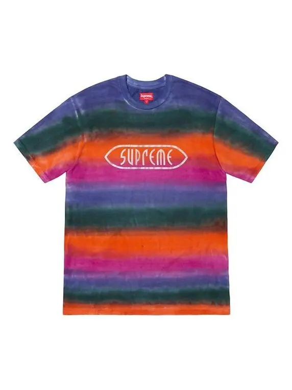 Футболка ss19 rainbow stripe tee short sleeve purple Supreme — изображение 1 из 1, фиолетовый