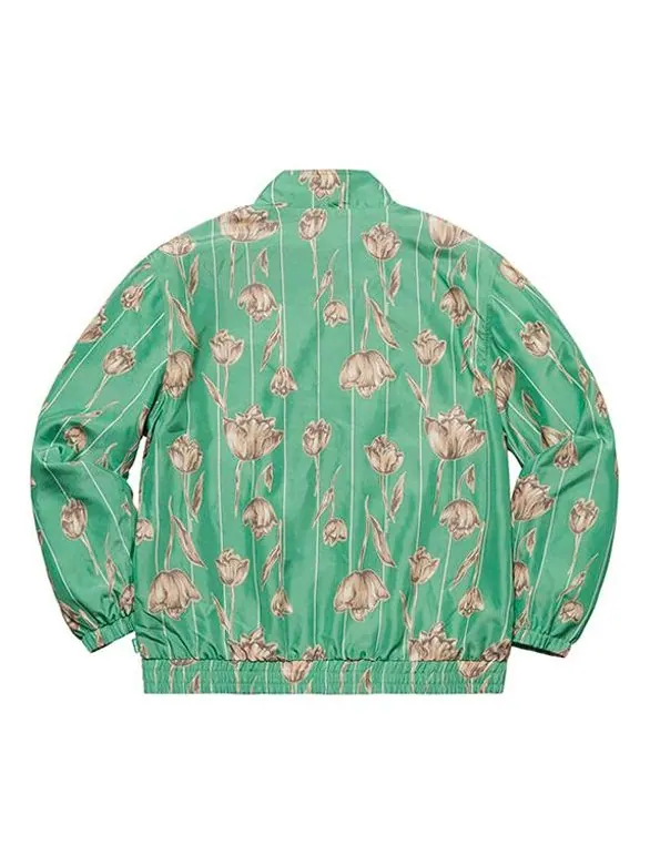 Куртка floral silk track jacket 'green tan' Supreme — изображение 2 из 2, зеленый/бежевый