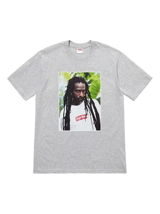 Футболка ss19 buju banton tee reggae character printing short sleeve gray Supreme — изображение 1 из 2, серый