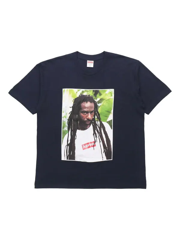 Футболка ss19 buju banton tee reggae character printing short sleeve navy blue Supreme — изображение 1 из 2, синий