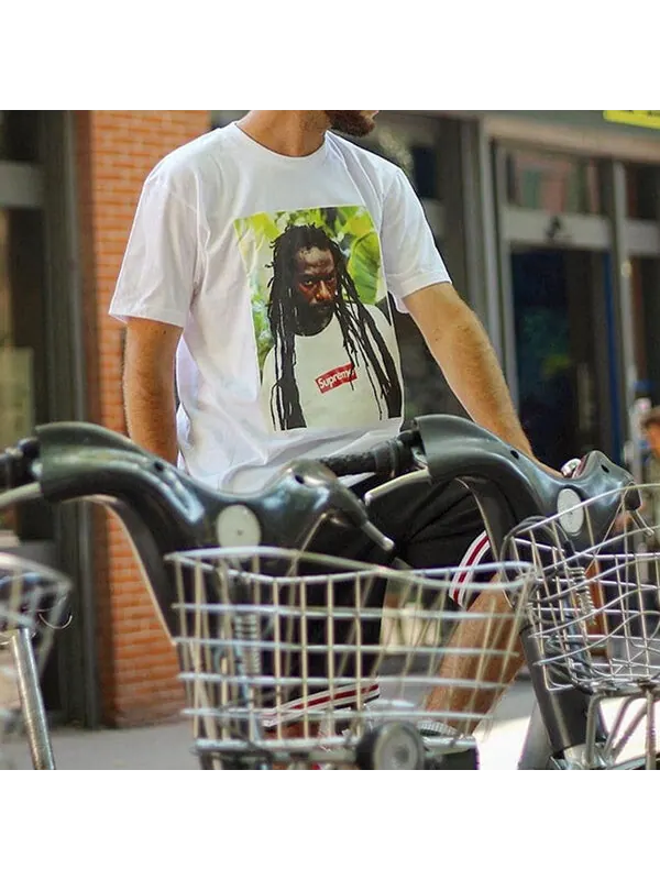 Футболка ss19 buju banton tee reggae character printing short sleeve white Supreme — изображение 4 из 4, белый