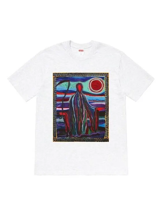 Футболка Supreme SS19 Reaper Tee Printing Short Sleeve Unisex Gray White — изображение 1 из 2, серо-белый