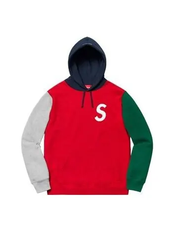 Толстовка ss19 s colorblocked hooded sweatshirt red s Supreme — изображение 1 из 1, красный