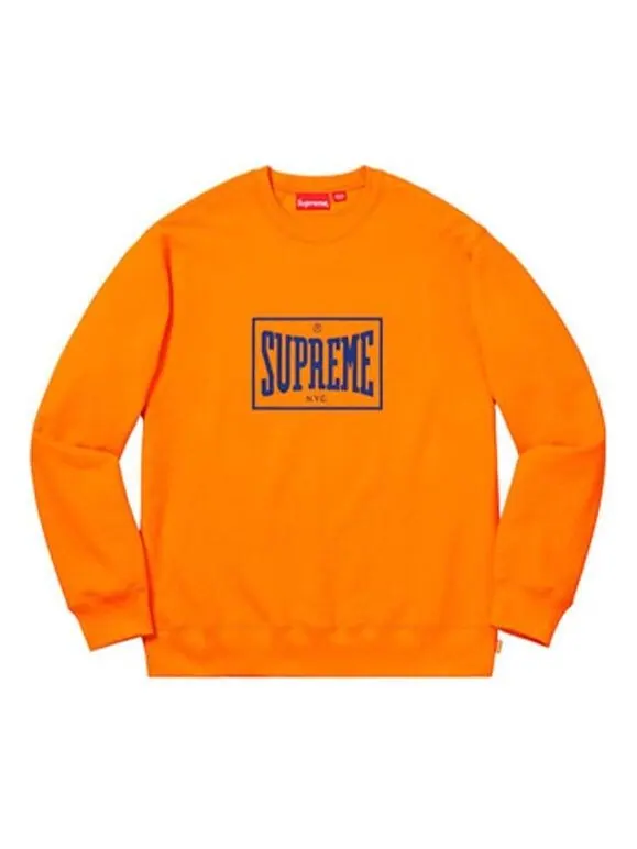 Толстовка ss19 warm up crewneck orange logo Supreme — изображение 1 из 1, оранжевый