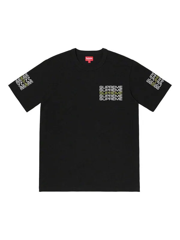 Футболка ss19 stack logo tee black logo round neck short sleeve Supreme — изображение 1 из 1, черный