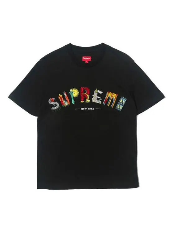 Футболка ss19 city arc tee black embroidered logo short sleeve Supreme — изображение 1 из 2, красный