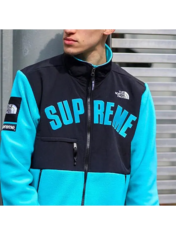 Куртка x the north face arc logo denali fleece jacket 'black blue' Supreme — изображение 3 из 4, черный/синий