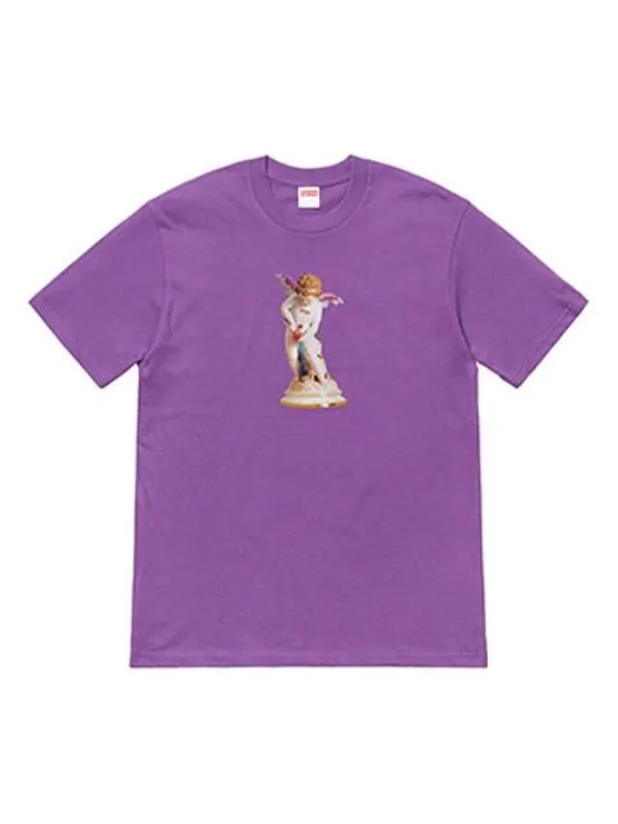 Футболка ss19 cupid tee purple angel printing short sleeve Supreme — изображение 1 из 1, фиолетовый