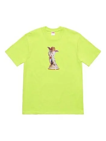 Футболка ss19 cupid tee neongreen angel printing short sleeve red green Supreme — изображение 1 из 1, зеленый