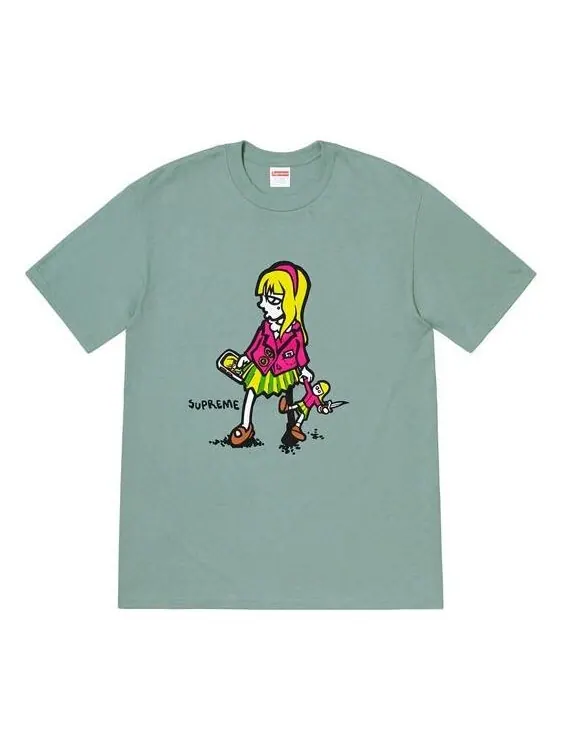 Футболка Supreme SS19 Suzie Switchblade DarkSage Tee 'Blue Grey' — изображение 1 из 1, синий/серый