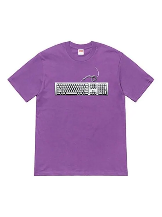 Футболка ss19 keyboard tee purple pattern short sleeve Supreme — изображение 1 из 1, фиолетовый