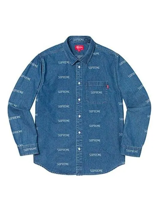 Рубашка logo denim shirt 'teal white' Supreme — изображение 1 из 1, белый