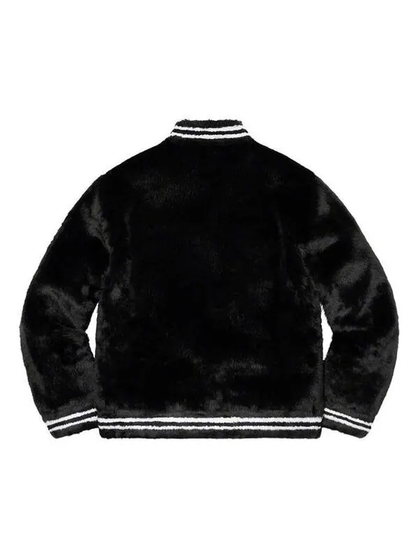 Куртка faux fur varsity jacket 'black white' Supreme — изображение 2 из 3, черный/белый