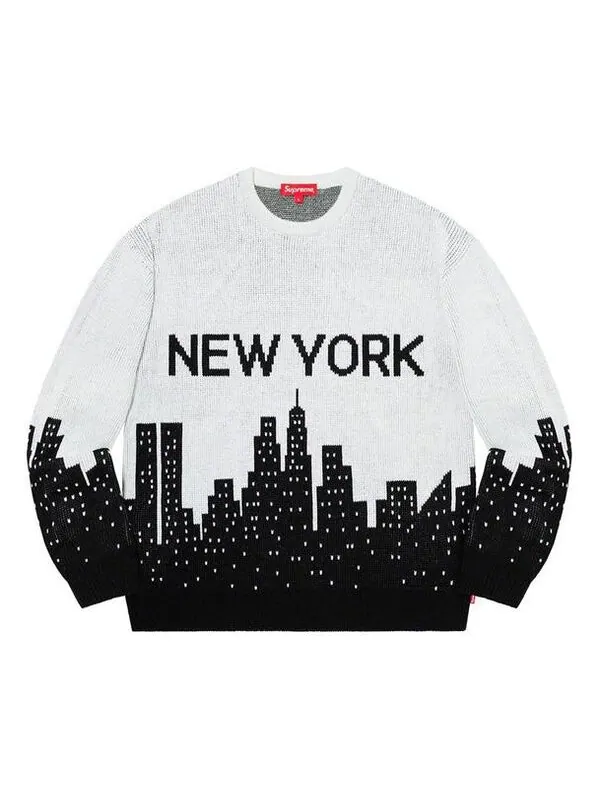 Свитер new york sweater 'black white' Supreme — изображение 1 из 1, черный/белый