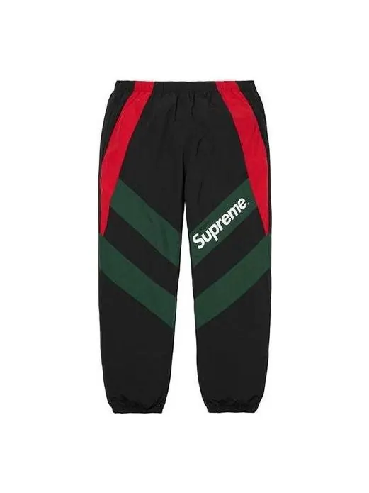 Брюки paneled track pants 'black green red' Supreme — изображение 1 из 2, черный/зеленый/красный