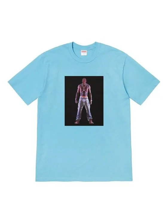 Футболка ss20 week 1 tupac hologram tee virtual characters short sleeve blue Supreme — изображение 1 из 1, синий