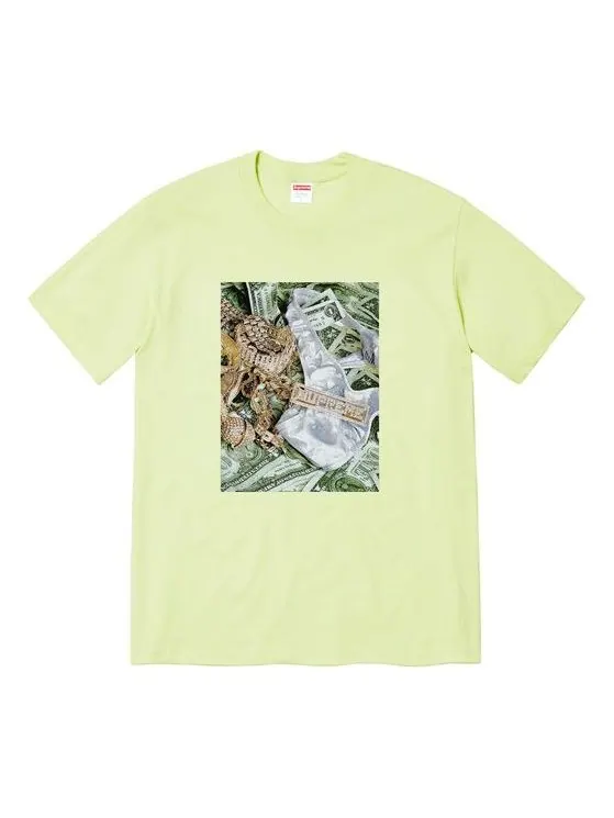 Футболка ss20 week 1 bling tee money printing short sleeve mint green Supreme — изображение 1 из 1, зеленый