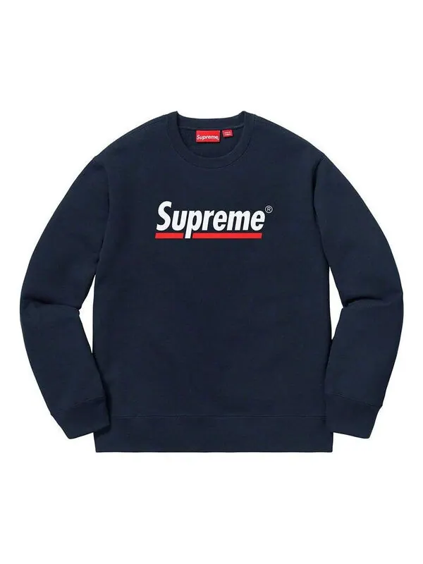 Толстовка underline crewneck 'navy white' Supreme — изображение 1 из 1, темно-синий/белый
