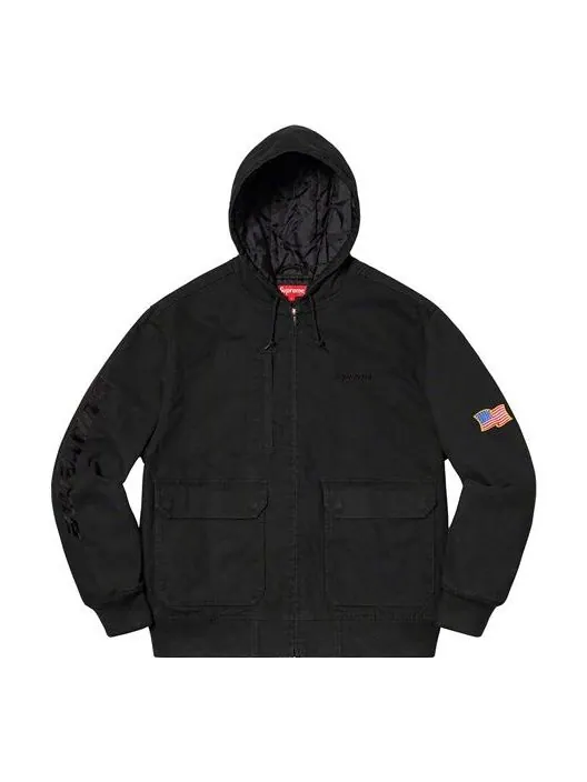 Куртка ss20 week 2 canvas hooded work jacket Supreme — изображение 1 из 1, черный