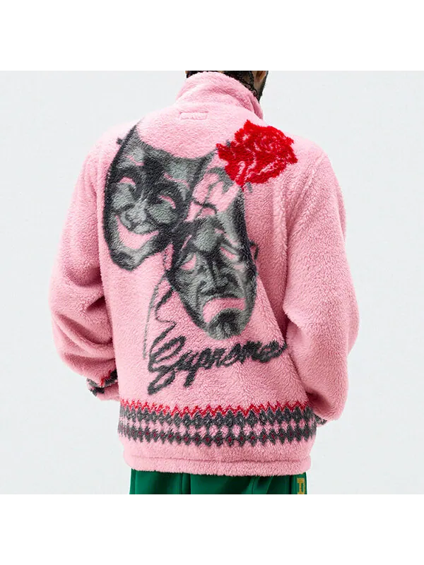 Куртка ss20 week 2 drama mask fleece jacket Supreme — изображение 3 из 3, розовый