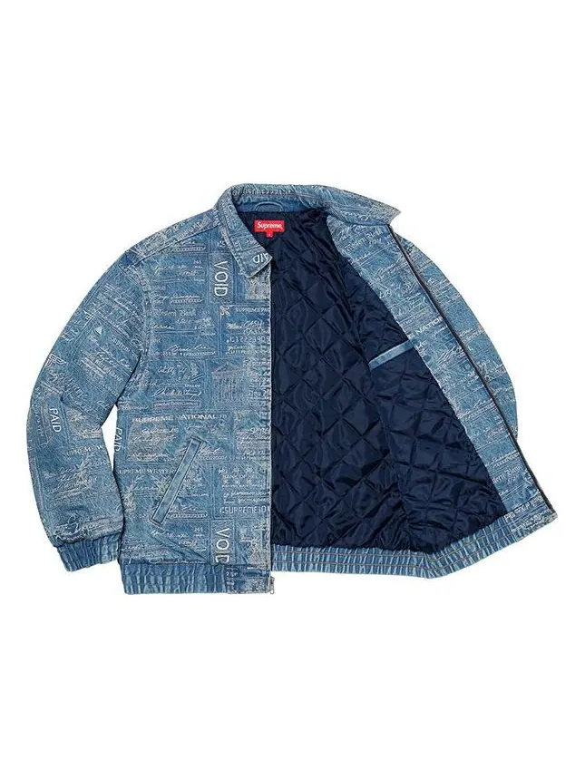 Куртка Supreme Checks Embroidered Denim Jacket 'Teal' — изображение 3 из 3, бирюзовый