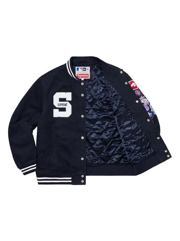 Куртка x new era x mlb varsity jacket 'black multi-color' Supreme — изображение 3 из 3, черный/мульти