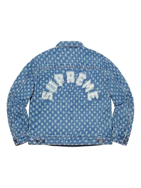 Куртка hole punch denim trucker jacket 'teal white' Supreme — изображение 2 из 4, белый