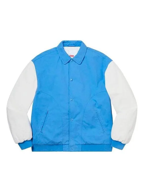 Куртка twill varsity jacket 'blue white' Supreme — изображение 1 из 3, синий/белый