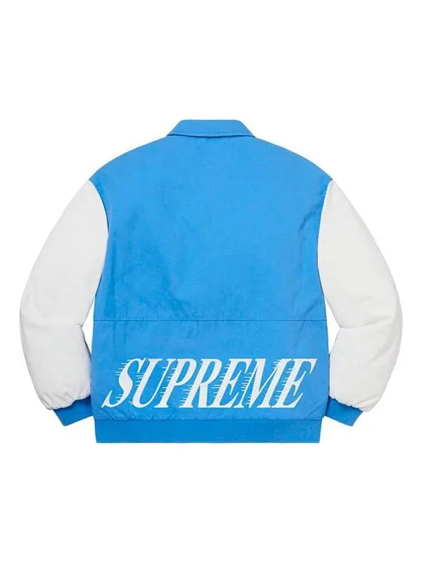 Куртка twill varsity jacket 'blue white' Supreme — изображение 2 из 3, синий/белый