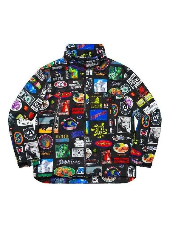 Куртка gore-tex stickers shell jacket 'multi-color' Supreme — изображение 1 из 4, черный/хаки