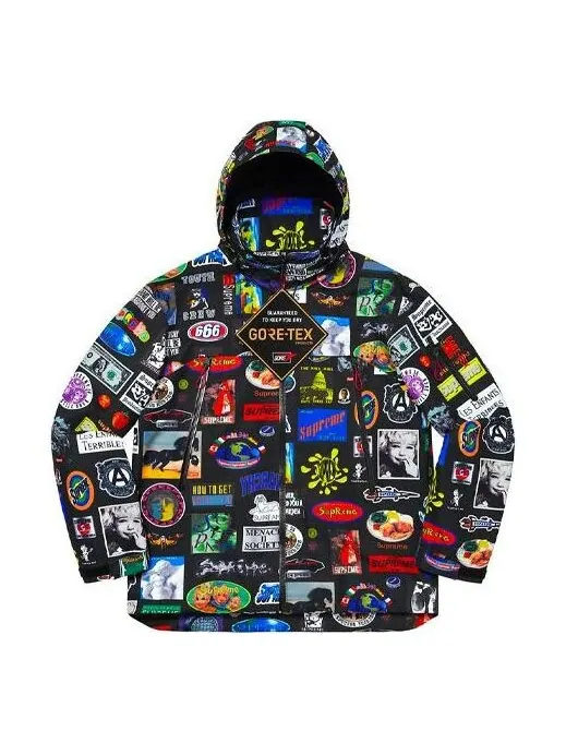 Куртка gore-tex stickers shell jacket 'multi-color' Supreme — изображение 2 из 4, черный/хаки