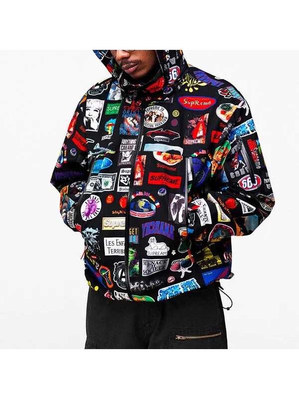 Куртка gore-tex stickers shell jacket 'multi-color' Supreme — изображение 4 из 4, черный/хаки