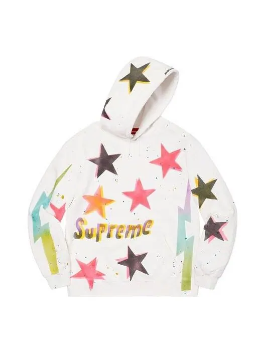 Толстовка gonz stars hooded sweatshirt 'white red black yellow' Supreme — изображение 2 из 2