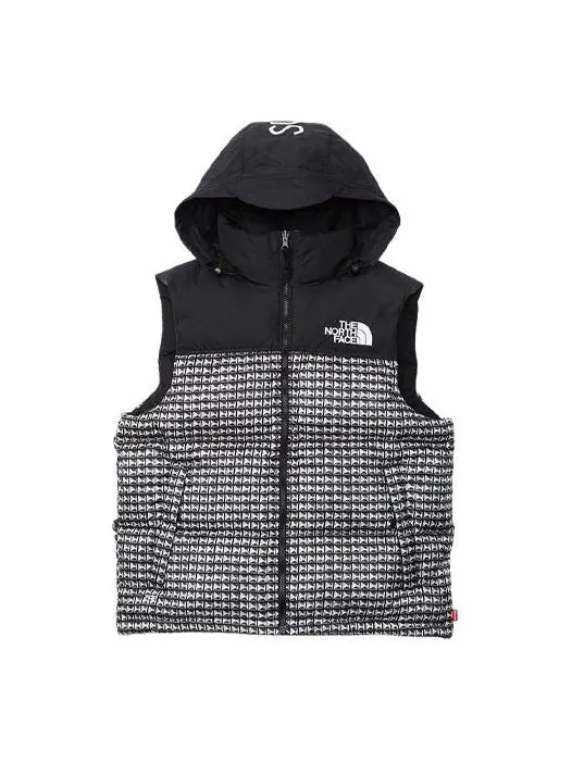 Жилет x the north face studded nuptse vest 'black white' Supreme — изображение 1 из 3, черный/белый