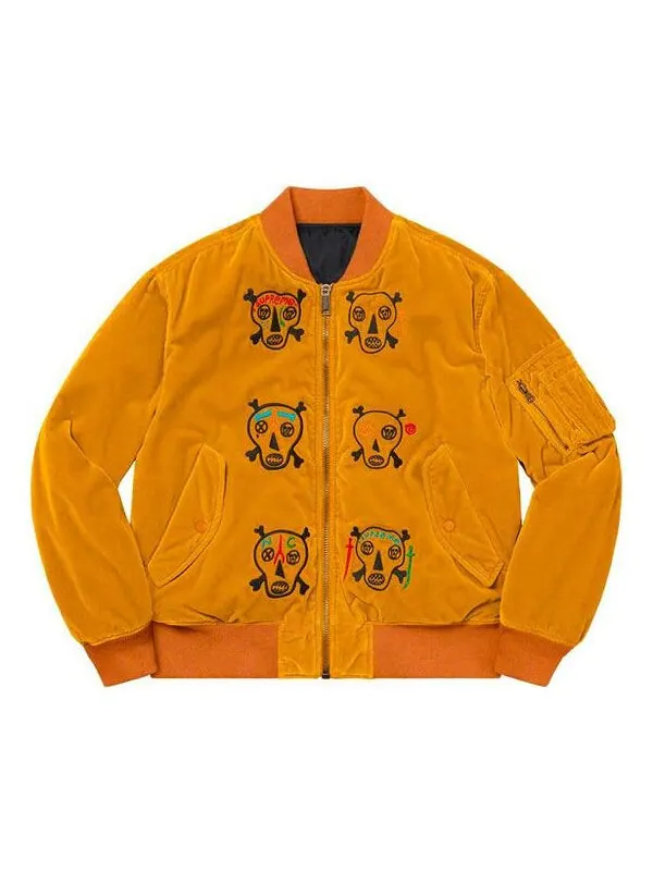 Куртка clayton patterson skulls velvet ma-1 jacket 'yellow white black red' Supreme — изображение 1 из 4