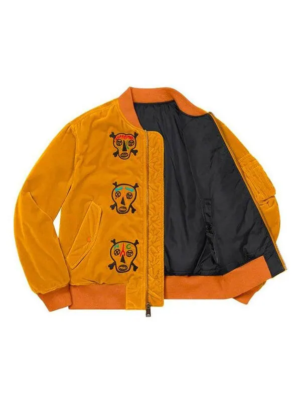 Куртка clayton patterson skulls velvet ma-1 jacket 'yellow white black red' Supreme — изображение 3 из 4