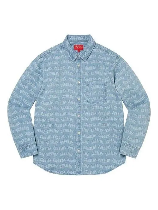 Рубашка Supreme Arc Jacquard Denim Shirt 'Teal' — изображение 1 из 1, бирюзовый