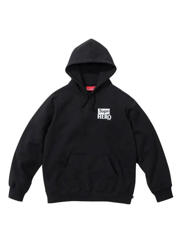 Толстовка x antihero hooded sweatshirt 'black white' Supreme — изображение 1 из 2, черный/белый