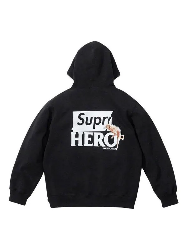 Толстовка x antihero hooded sweatshirt 'black white' Supreme — изображение 2 из 2, черный/белый
