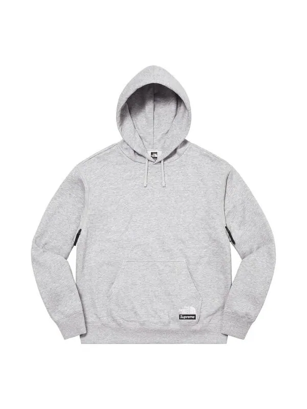 Толстовка x the north face convertible hooded sweatshirt 'grey' Supreme — изображение 2 из 3, серый