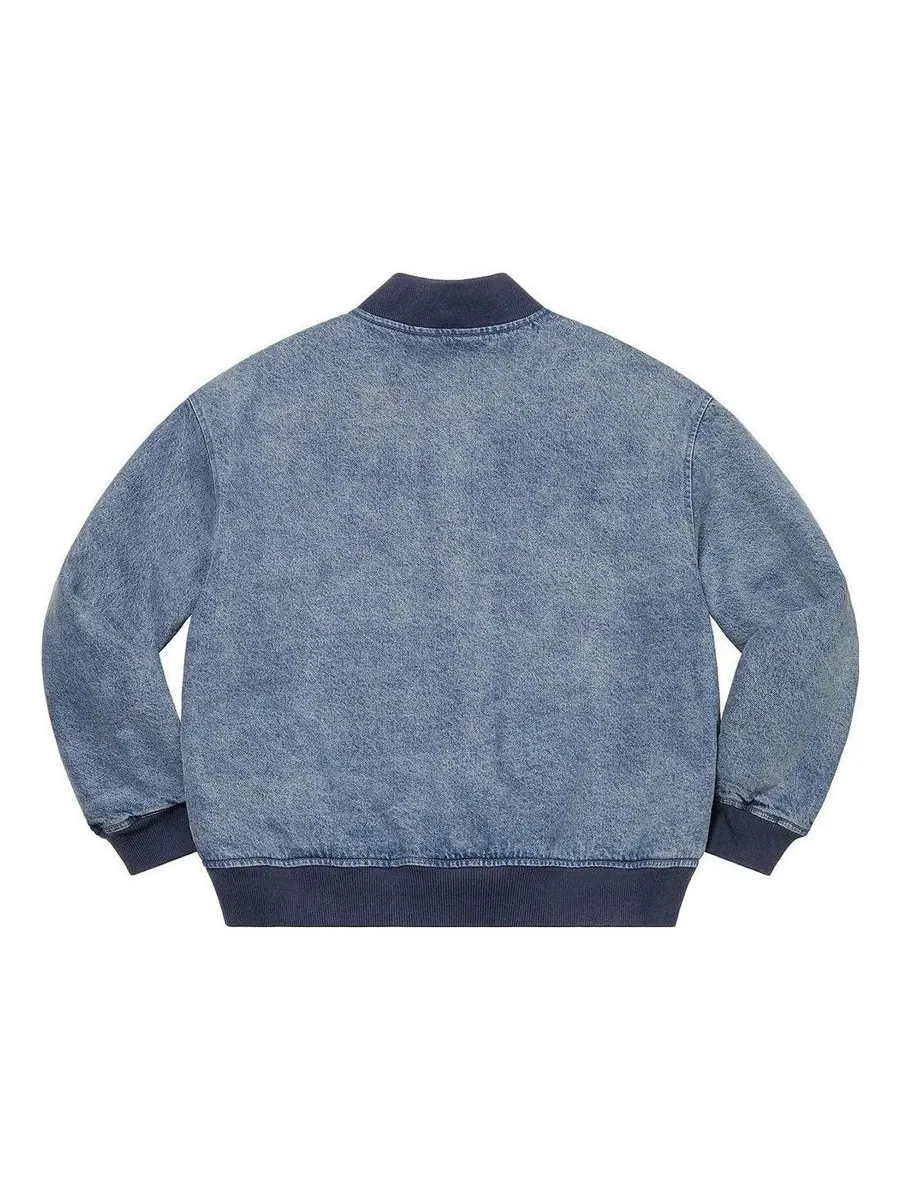 Куртка Supreme Washed Knockout Denim Varsity Jacket 'Teal' — изображение 2 из 3, бирюзовый